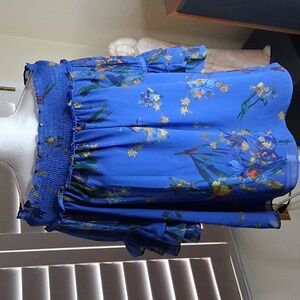 💙💐CeCe Gorgeous Sexy Blue Floral Off Shoulder Rusched Top Sz XL